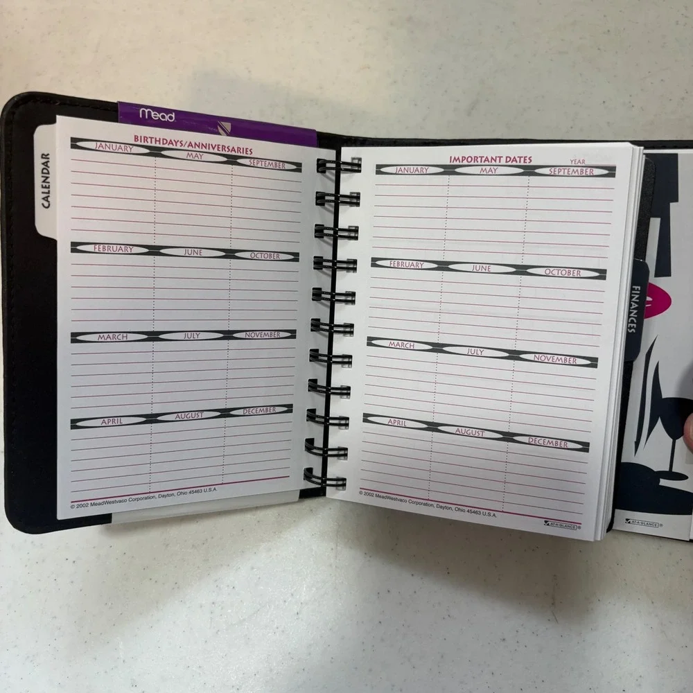 NEW Mead Cambridge Fat Little Day Planner Undated Organizer Black Vintage 2001